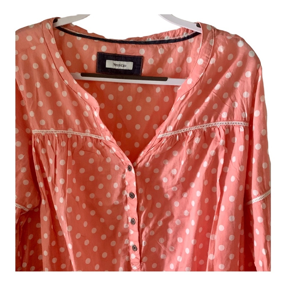 Yessica Women’s Shirt 3/4 Button Up Pink & White Linen Size L / 42-44EU - Picture 3 of 5
